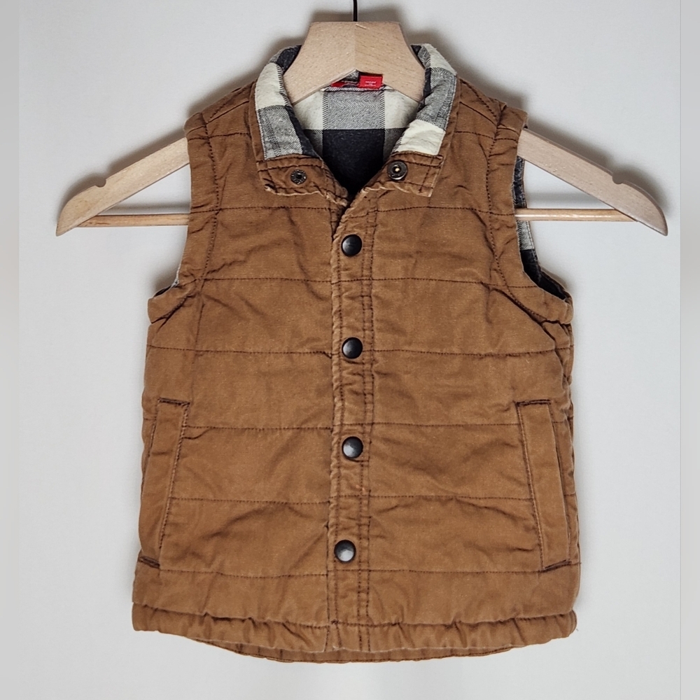 UNIONBAY Brown Quilted Kids Vest Flannel Lined